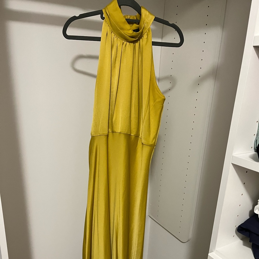 Mustard yellow colored dress perfect for the fall. Worn to one wedding